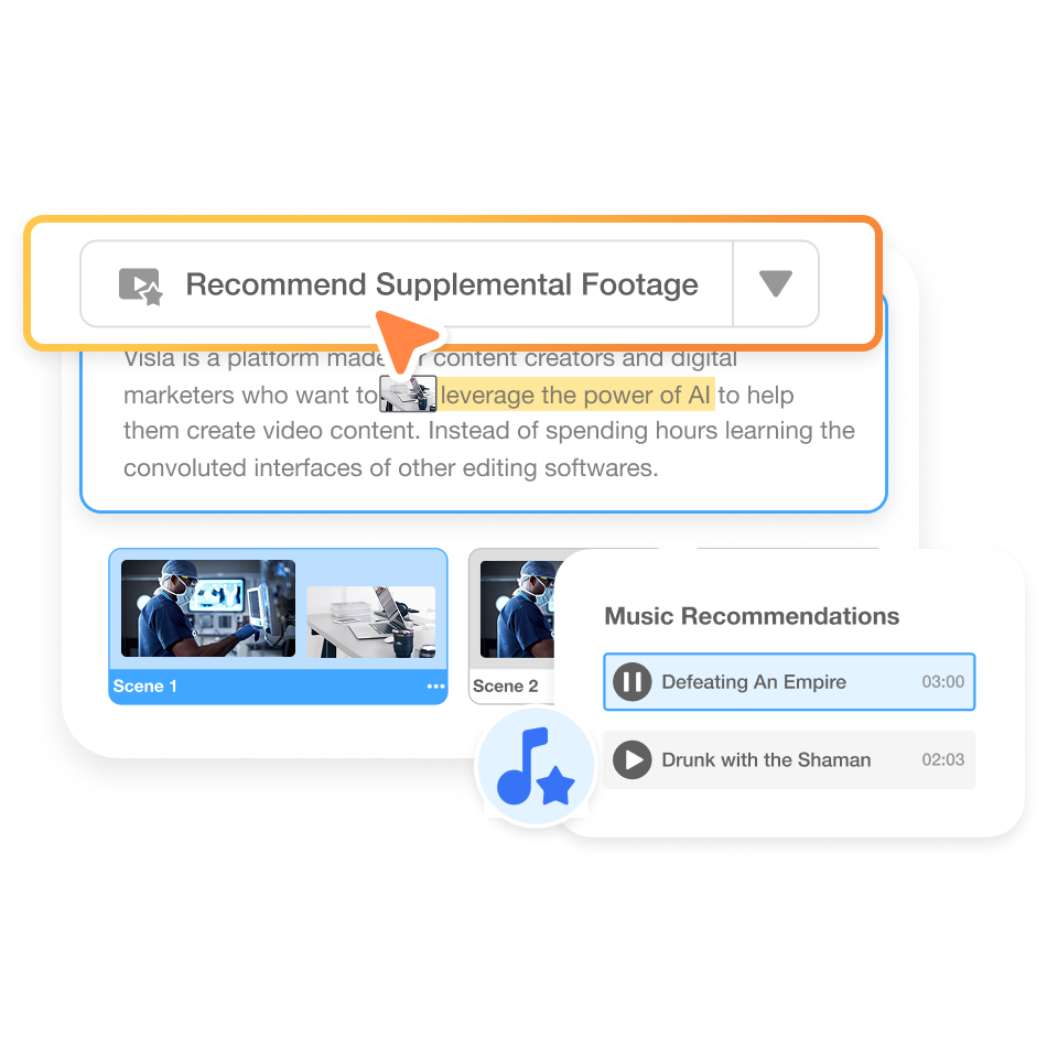 Customize voice, music, and pacing in your medical device demo using Visla’s intelligent video creator controls.